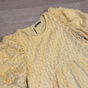 Zara Yellow Textured Midi Dress